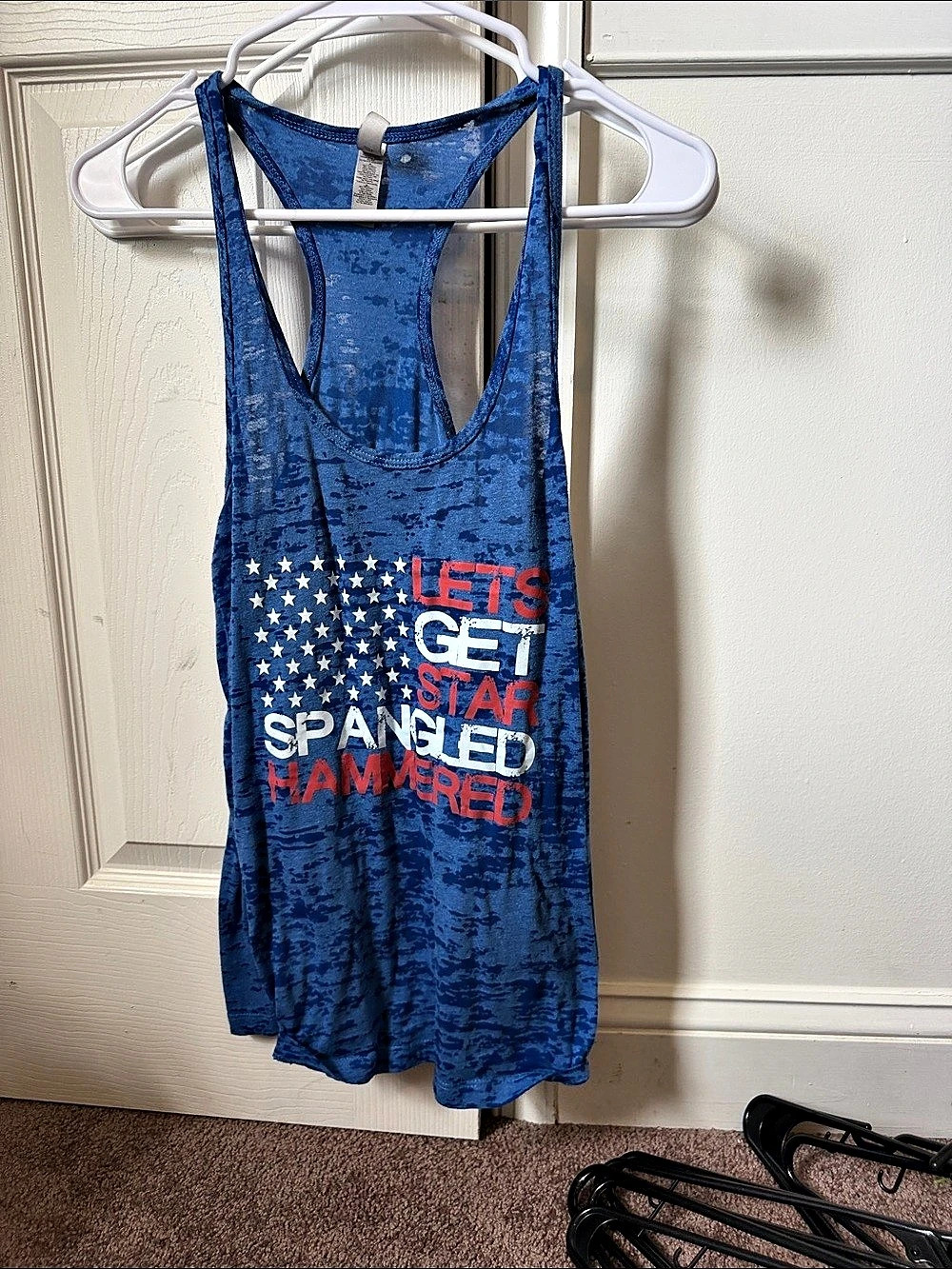 Blue Graphic Racerback Tank Top Like New